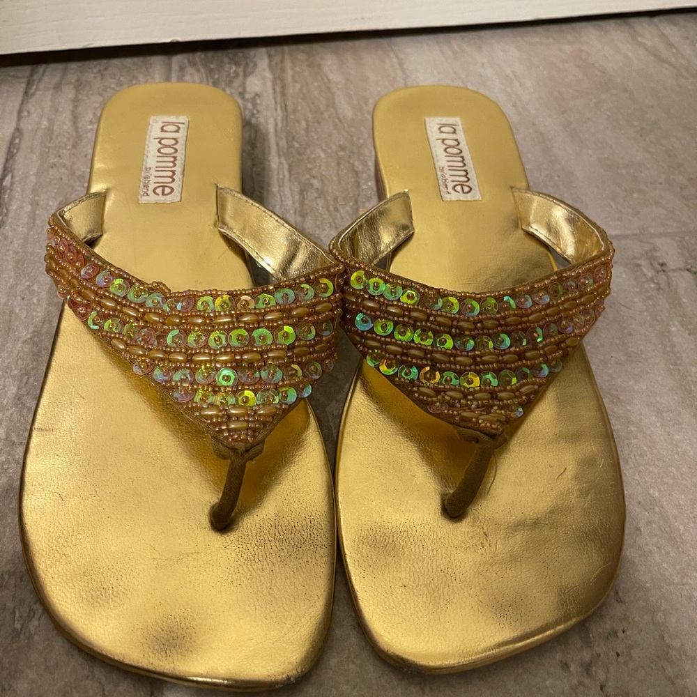 Gold Sequin Women's Sandals